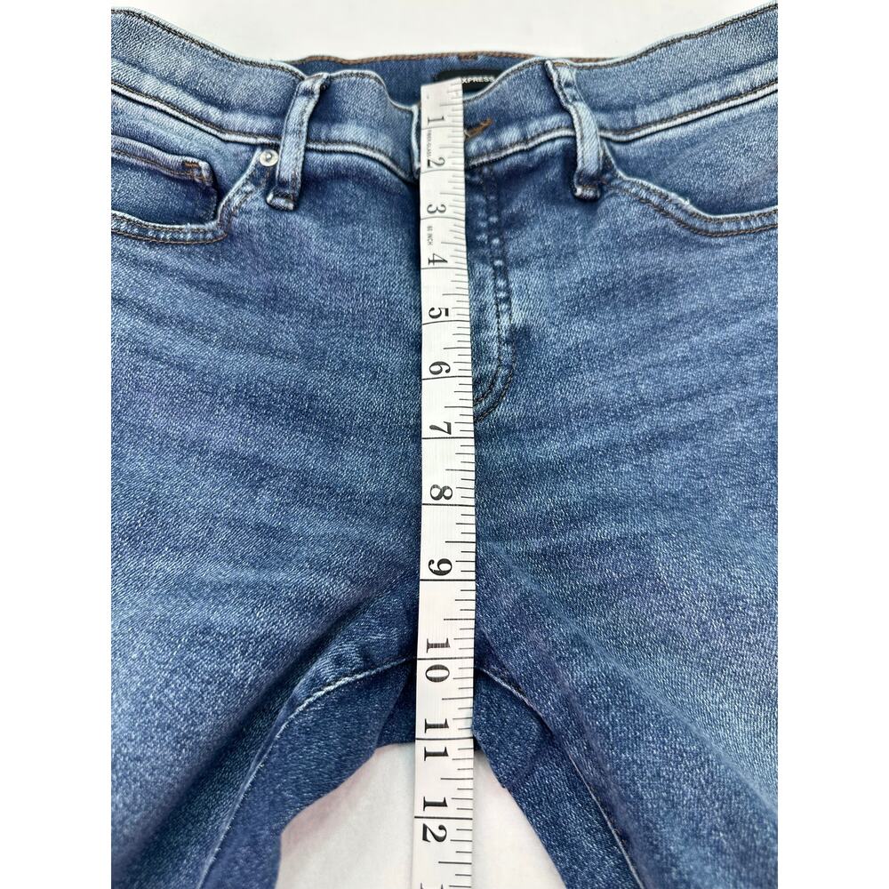 Express 70s Flare Mid Rise Jeans Blue Wash Stretch Denim Size 4R - Picture 12 of 15